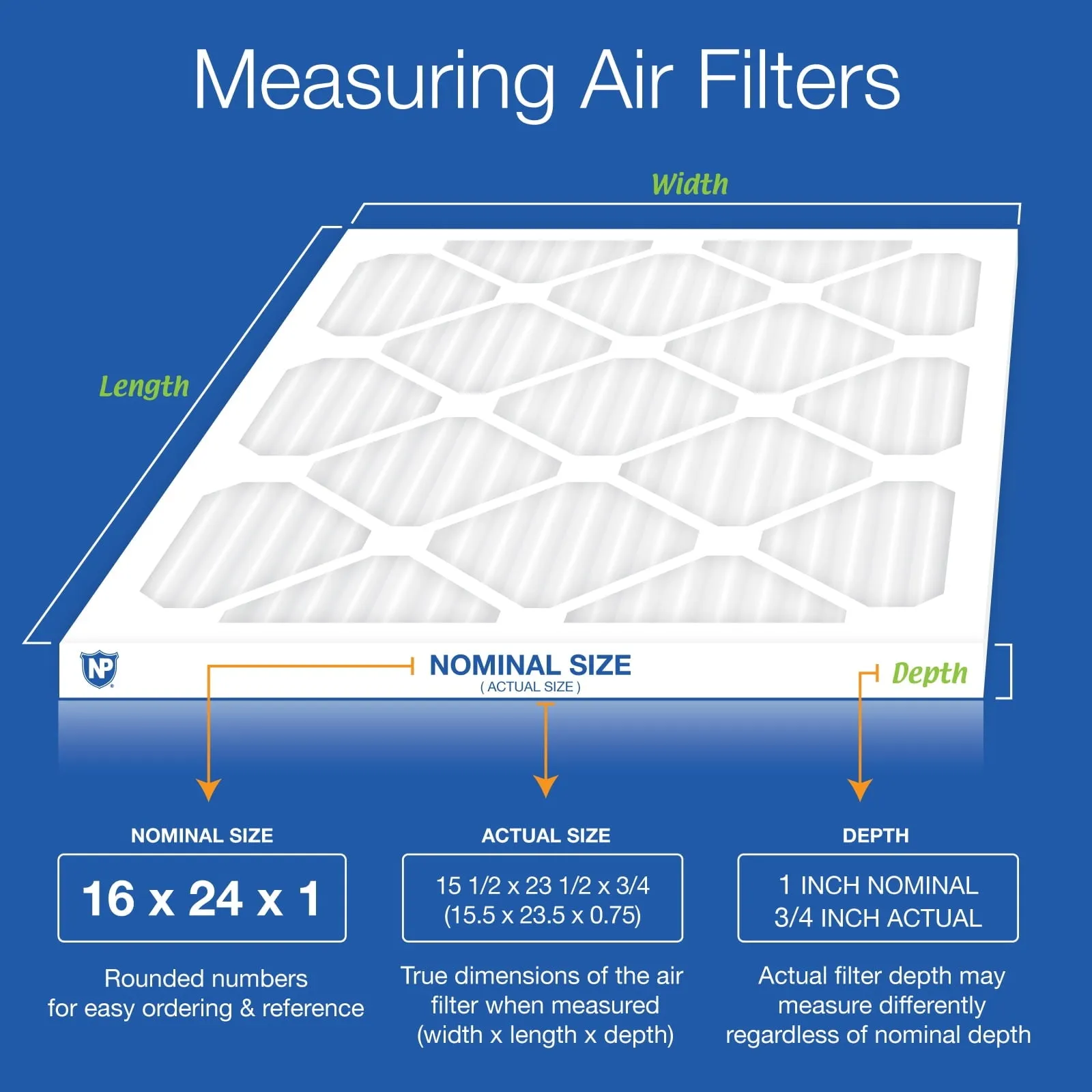 16x24x1 (15_1/2x23_1/2) Pleated MERV 8 Air Filters 24 Pack