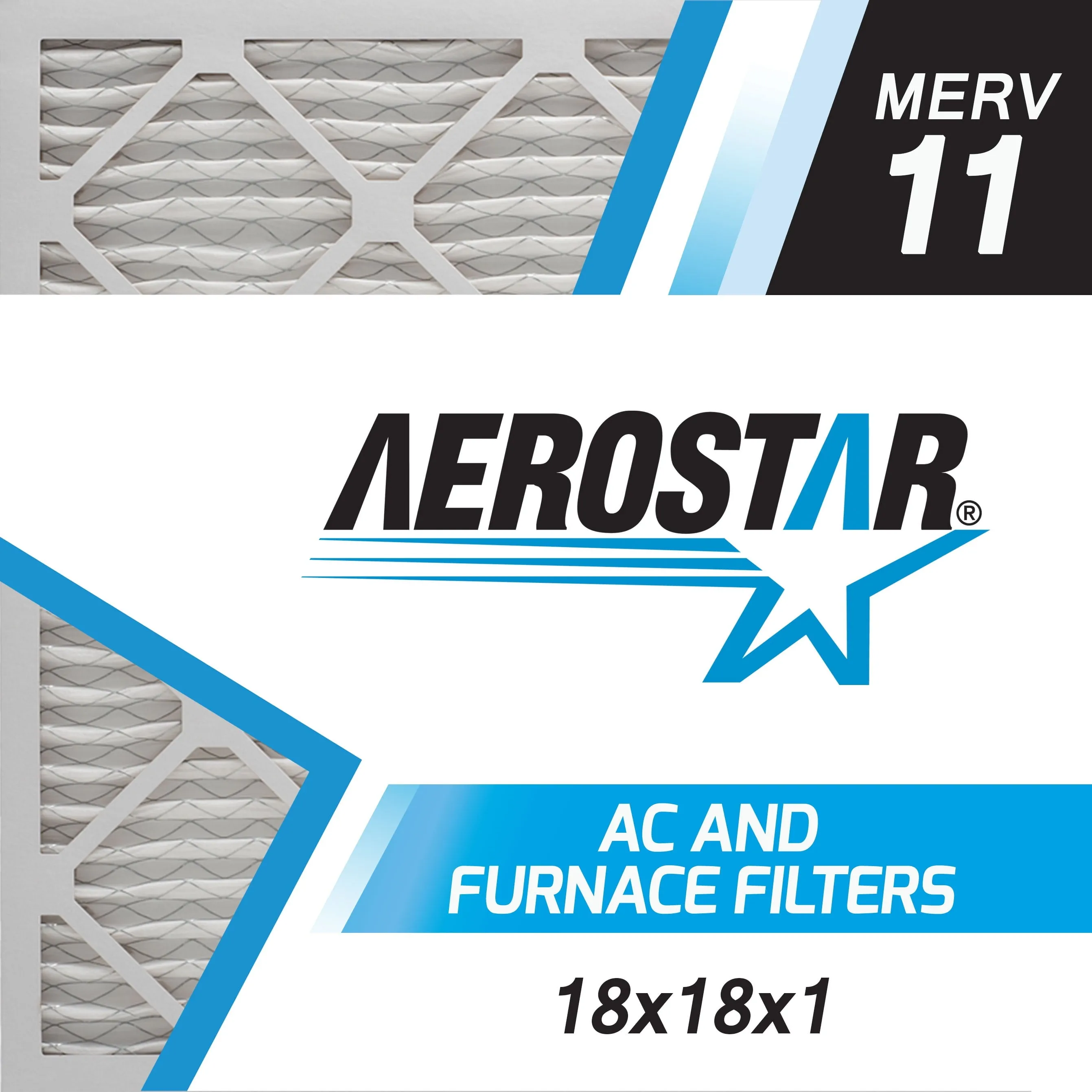 18x18x1 AC and Furnace Air Filter by Aerostar - MERV 11, Box of 6
