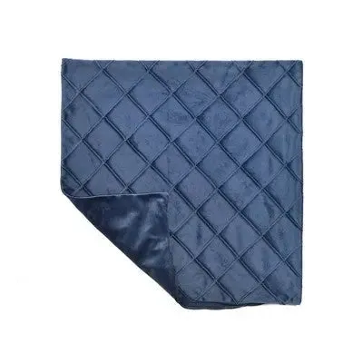 20"x20" Oversize Velvet Diamond Pin Tuck Family-Friendly Square Pillow Cover Navy - Lush Décor