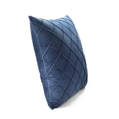 20"x20" Oversize Velvet Diamond Pin Tuck Family-Friendly Square Pillow Cover Navy - Lush Décor