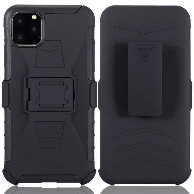 3 in 1 Armour Shockproof Case For iPhone 12 mini 11 Pro MAX XS XR X 6s 7 8 Plus Cases Belt Clip Full Protection Cover