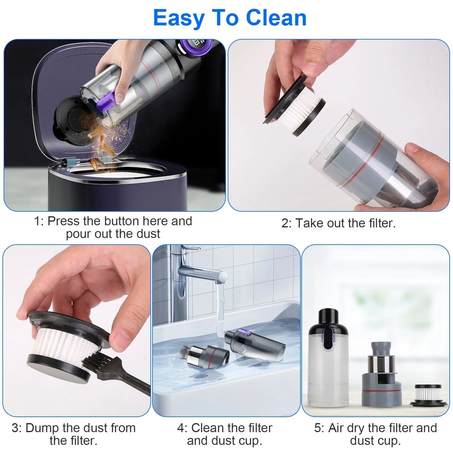 3-in-1 Handheld Cordless Car Vacuum Cleaner