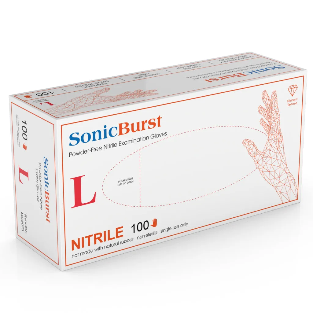 (48 Case/Full Pallet) SonicBurst Diamond Textured Orange Nitrile (6.5 mil) | Exam Grade | Case of 1000 (2X = 900)