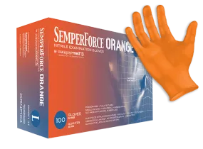 (70 Case/Full Pallet) SemperForce Orange Nitrile Gloves (5 mil) | Exam Grade | Case of 1000