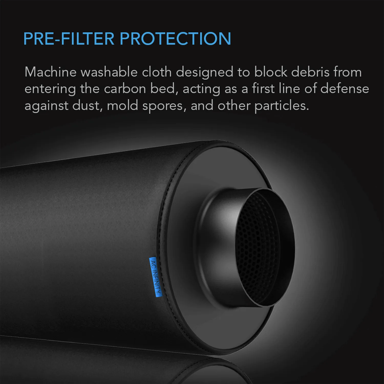 AC Infinity Pre-Filter Cloth for Inline Carbon Filter, 8-Inch, 2-Pack