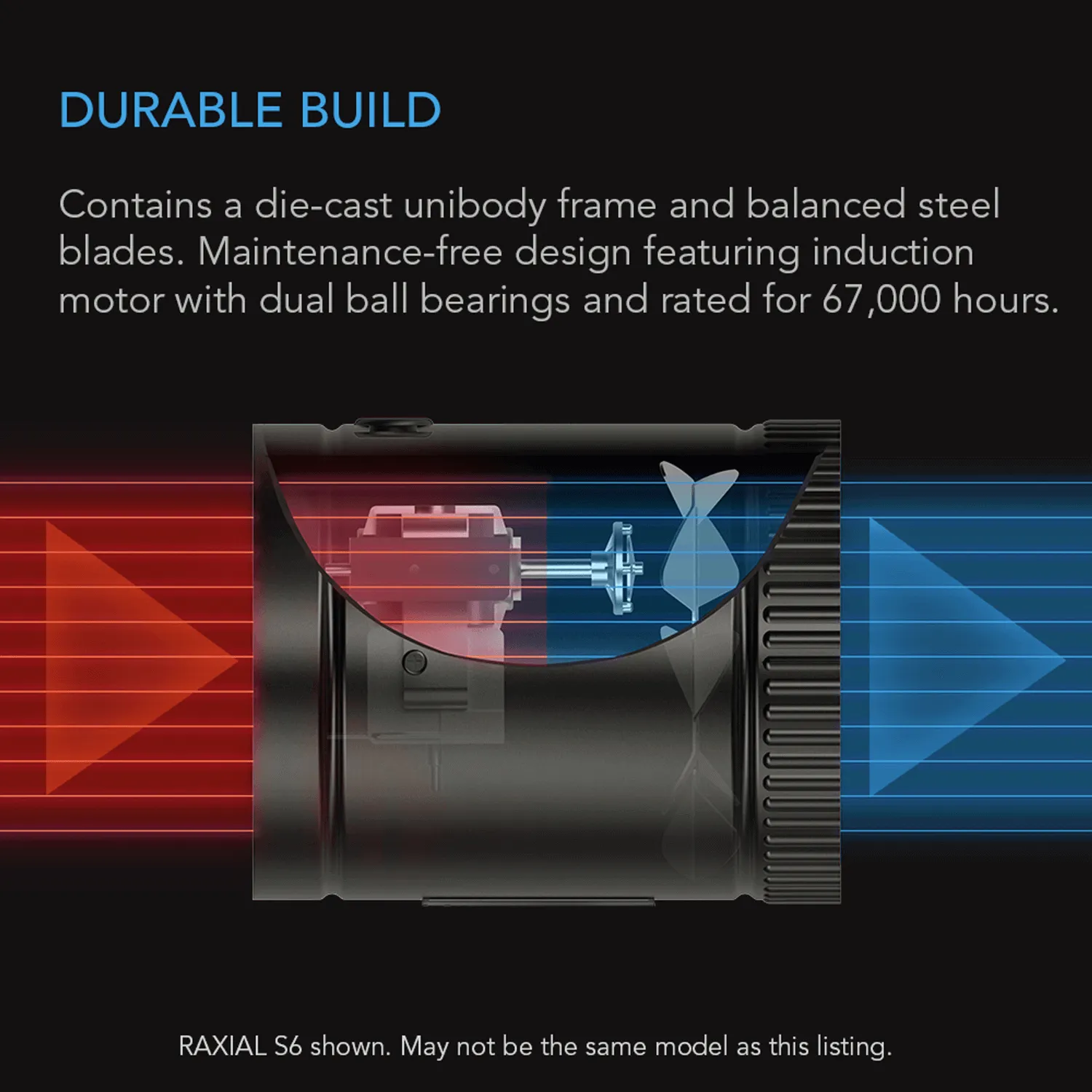 AC Infinity RAXIAL S8, Inline Booster Duct Fan with Speed Controller, 8-Inch