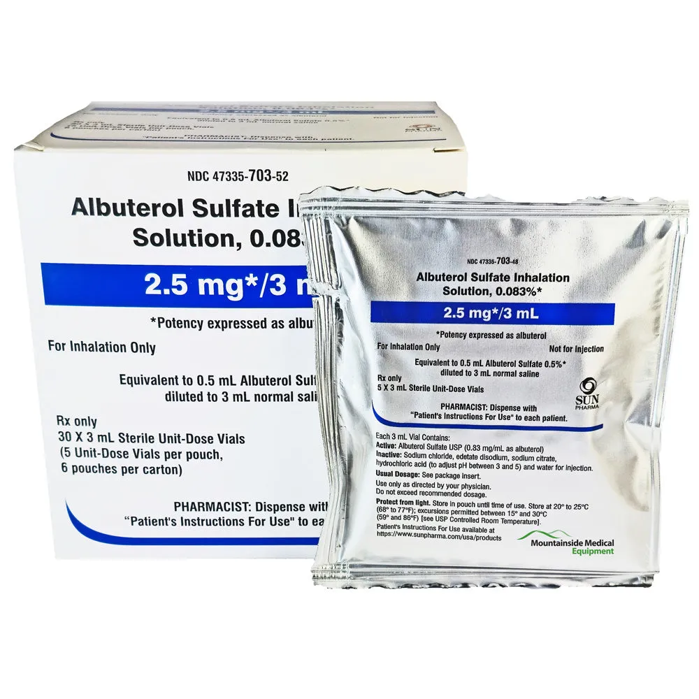 Albuterol Sulfate Inhalation Solution 0.083% USP 3 mL by Sun Pharmaceuticals 30 Count (Rx)