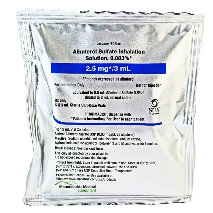 Albuterol Sulfate Inhalation Solution 0.083% USP 3 mL by Sun Pharmaceuticals 30 Count (Rx)
