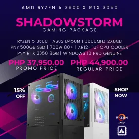AMD RYZEN 5 3600 SHADOWSTORM GAMING BUILD x RTX3050 x GAMDIAS
