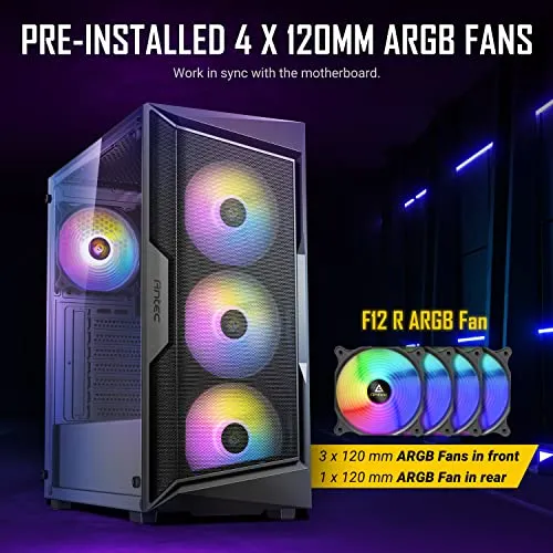ANTEC AX61 Mid-Tower ATX Gaming Case with Mesh Front Panel, ARGB Fans, Tempered Glass Side Panels, 360mm Radiator Support