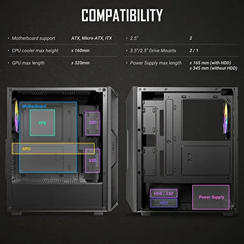 ANTEC AX61 Mid-Tower ATX Gaming Case with Mesh Front Panel, ARGB Fans, Tempered Glass Side Panels, 360mm Radiator Support