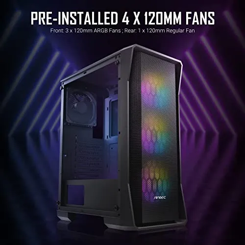 ANTEC NX Series NX360, High-Airflow Mesh Front Panel, 4 x 120mm Fans Included, Tempered Glass Side Panels, 360mm Radiator Support, Mid-Tower ATX Gaming Case