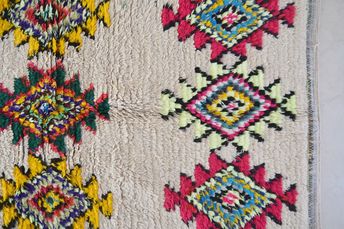 AZILAL. 6'11"x3'5""Vintage Moroccan Rug. Wool Boucherouite Carpet. Modern Design.