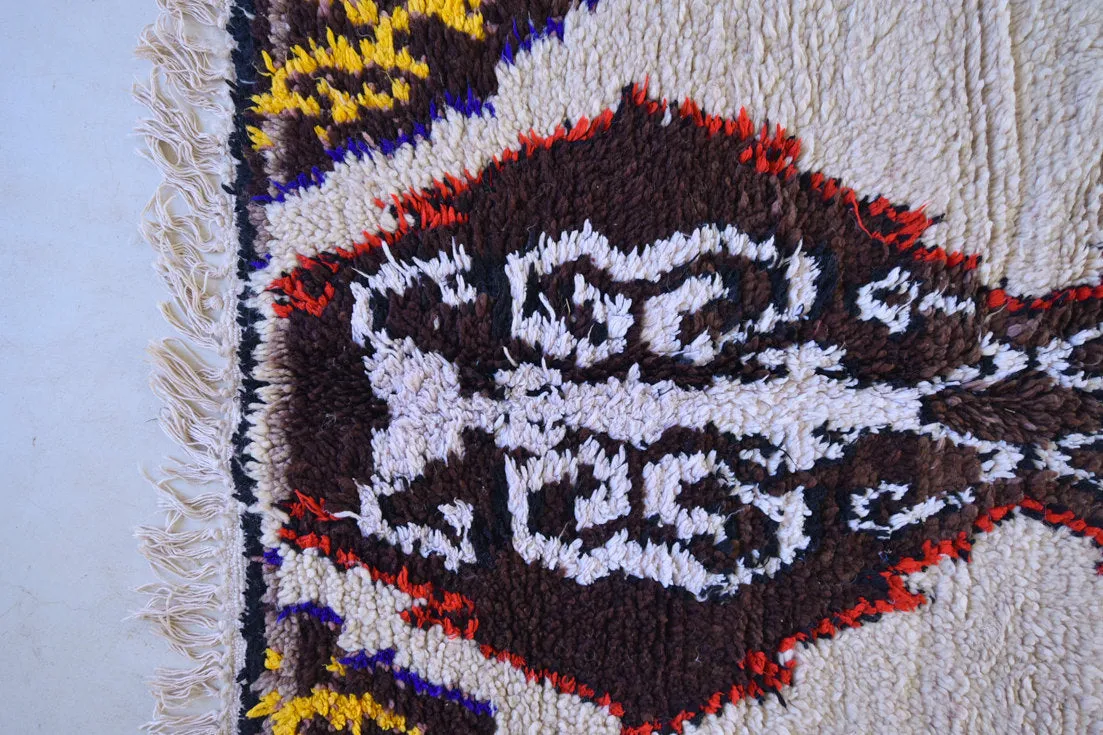 AZILAL. 6'6''X3'7" Vintage Moroccan Rug. Wool Boucherouite Carpet. Modern Design.