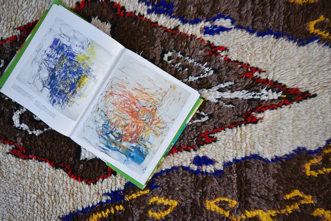 AZILAL. 6'6''X3'7" Vintage Moroccan Rug. Wool Boucherouite Carpet. Modern Design.