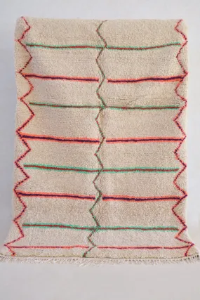 AZILAL. 6'9''x4'7''Vintage Moroccan Rug. Wool Boucherouite Carpet. Modern Design.