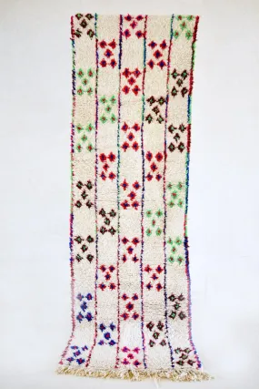 AZILAL. 8'7''x2'11" Vintage Moroccan Runner Rug. Modern Design.