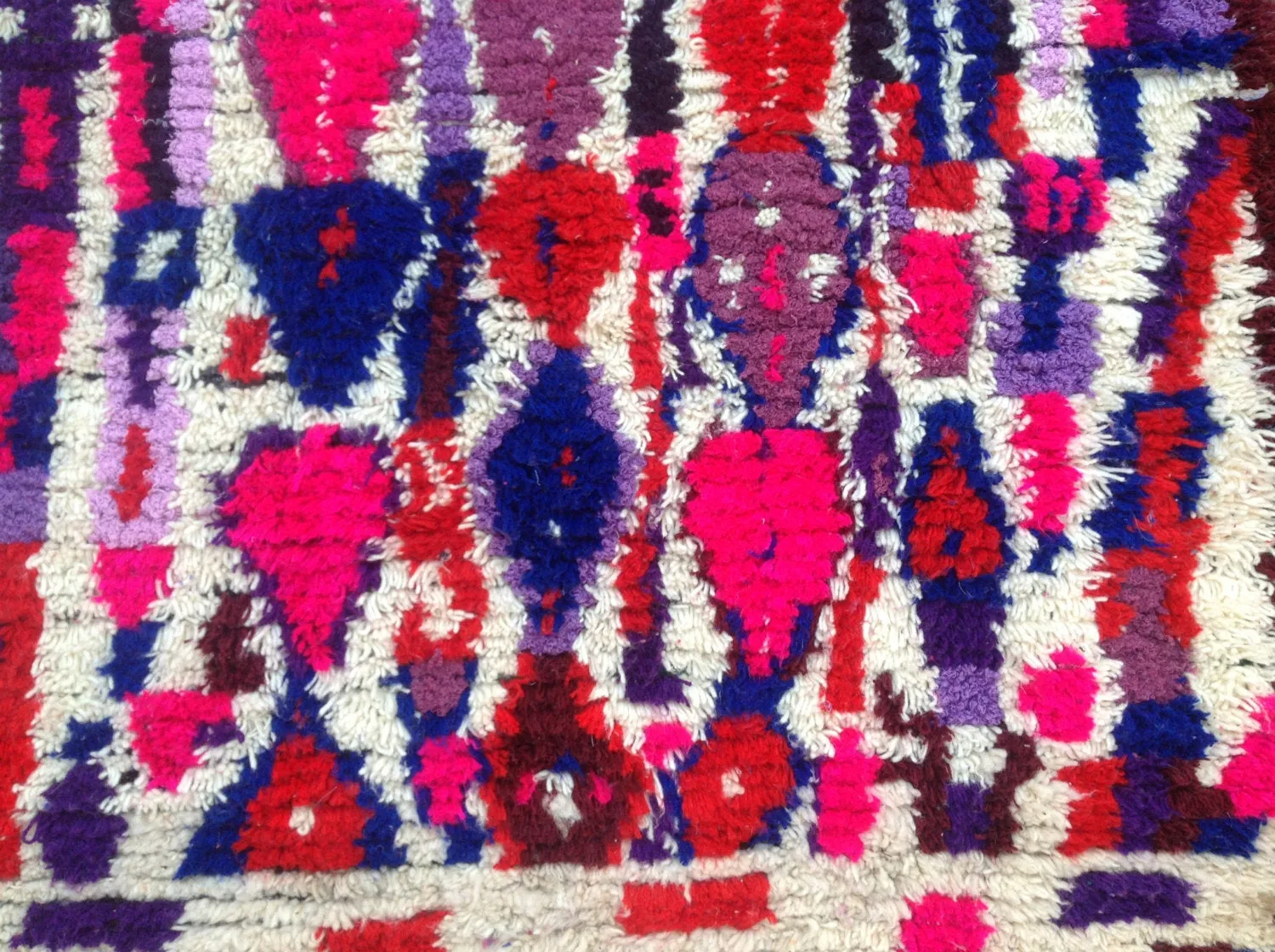 AZILAL. Vintage Moroccan Rug. Pink Wool Boucherouite Carpet. Modern Design.