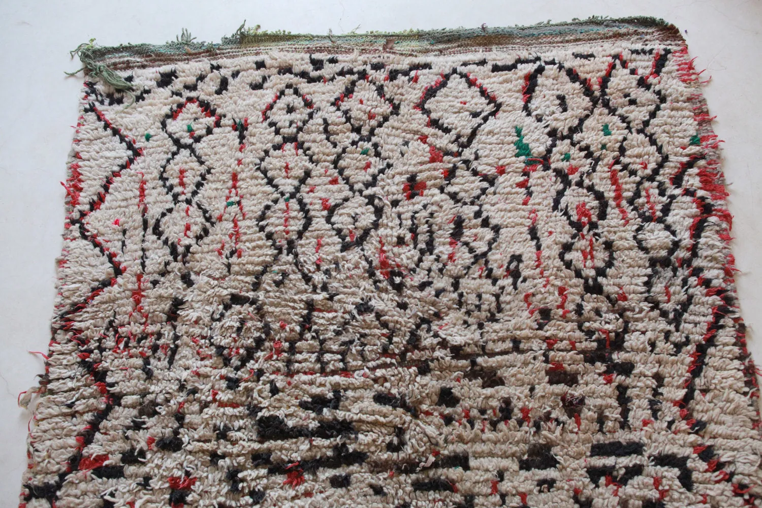 AZILAL. Vintage Moroccan Rug. Wool Boucherouite Carpet. Modern Design.