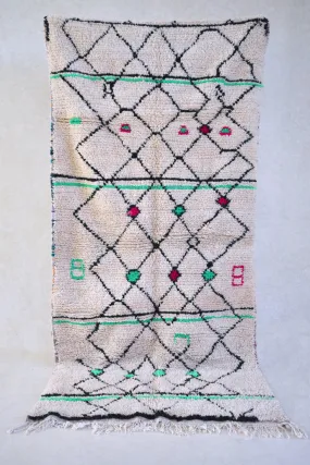 Azilal . Vintage Moroccan Rug. Wool Boucherouite Carpet. Modern Design.