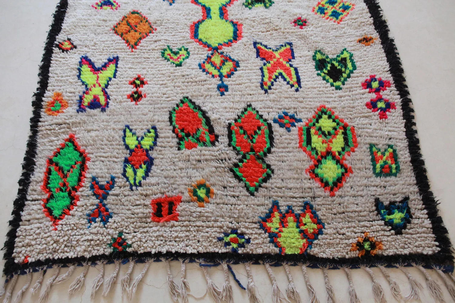 AZILAL. Vintage Moroccan Rug. Wool Boucherouite Carpet. Modern Design.