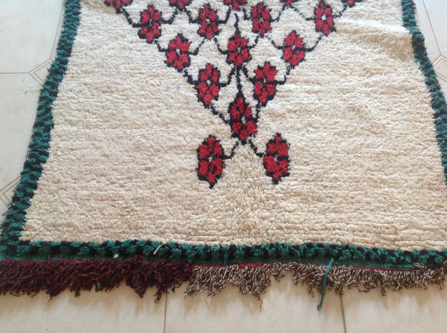 AZILAL. Vintage Moroccan Rug. Wool Boucherouite Carpet. Modern Design.