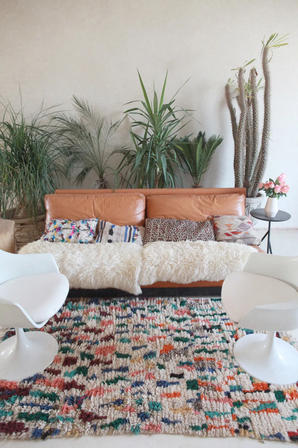 AZILAL. Vintage Moroccan Rug. Wool Boucherouite Carpet. Modern Design.