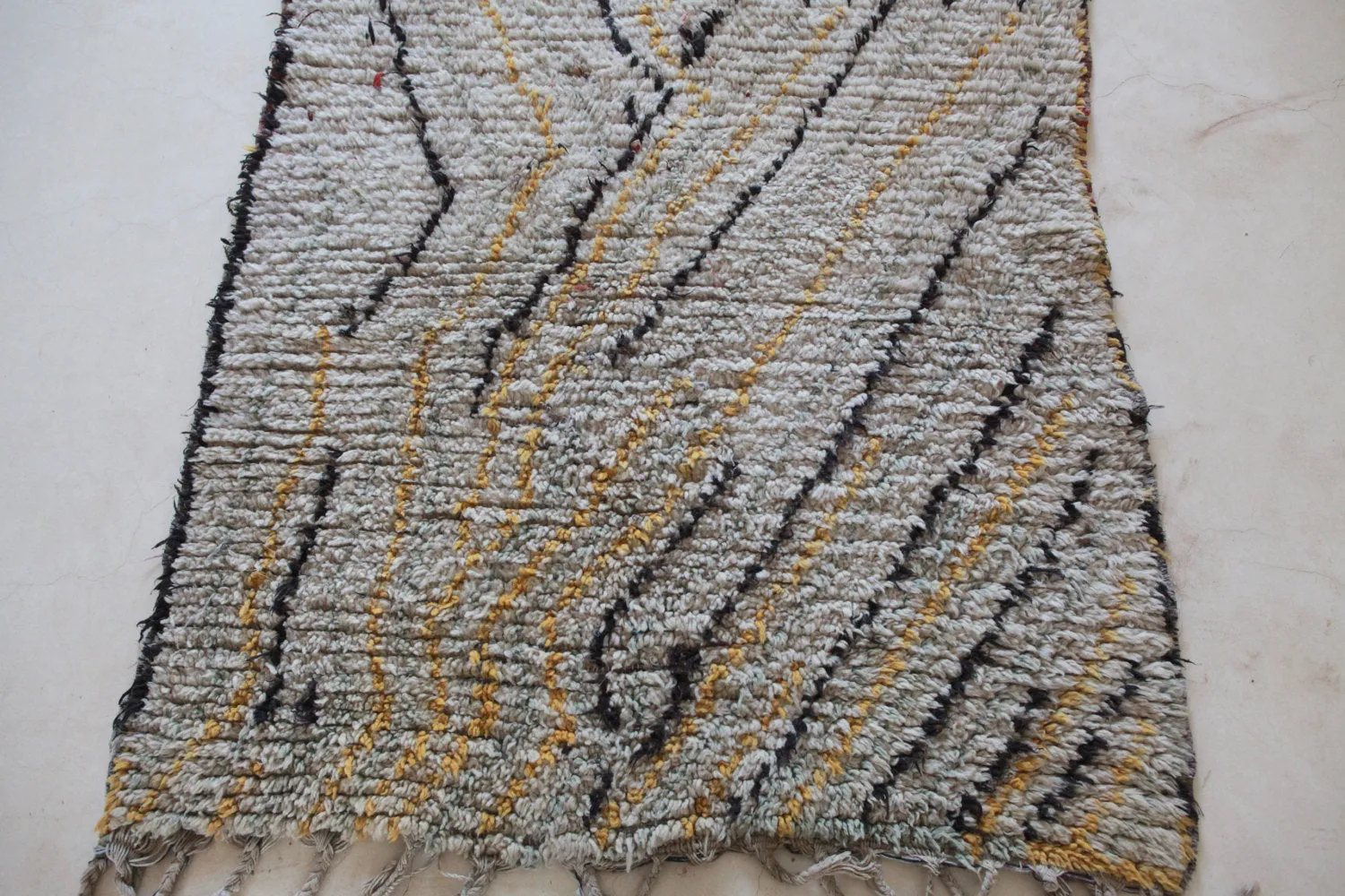 AZILAL. Vintage Moroccan Rug. Wool Boucherouite Carpet. Modern Design.