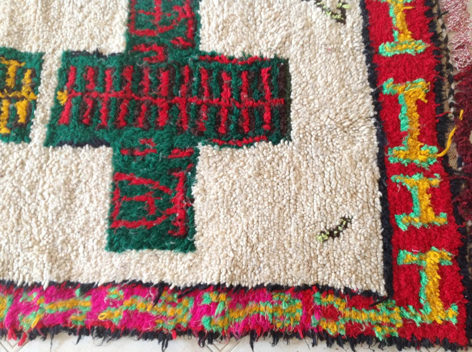 AZILAL. Vintage Moroccan Rug. Wool Boucherouite Carpet. Modern Design.