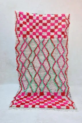AZILAL. Vintage Moroccan Rug. Wool Boucherouite Carpet. Modern Design.
