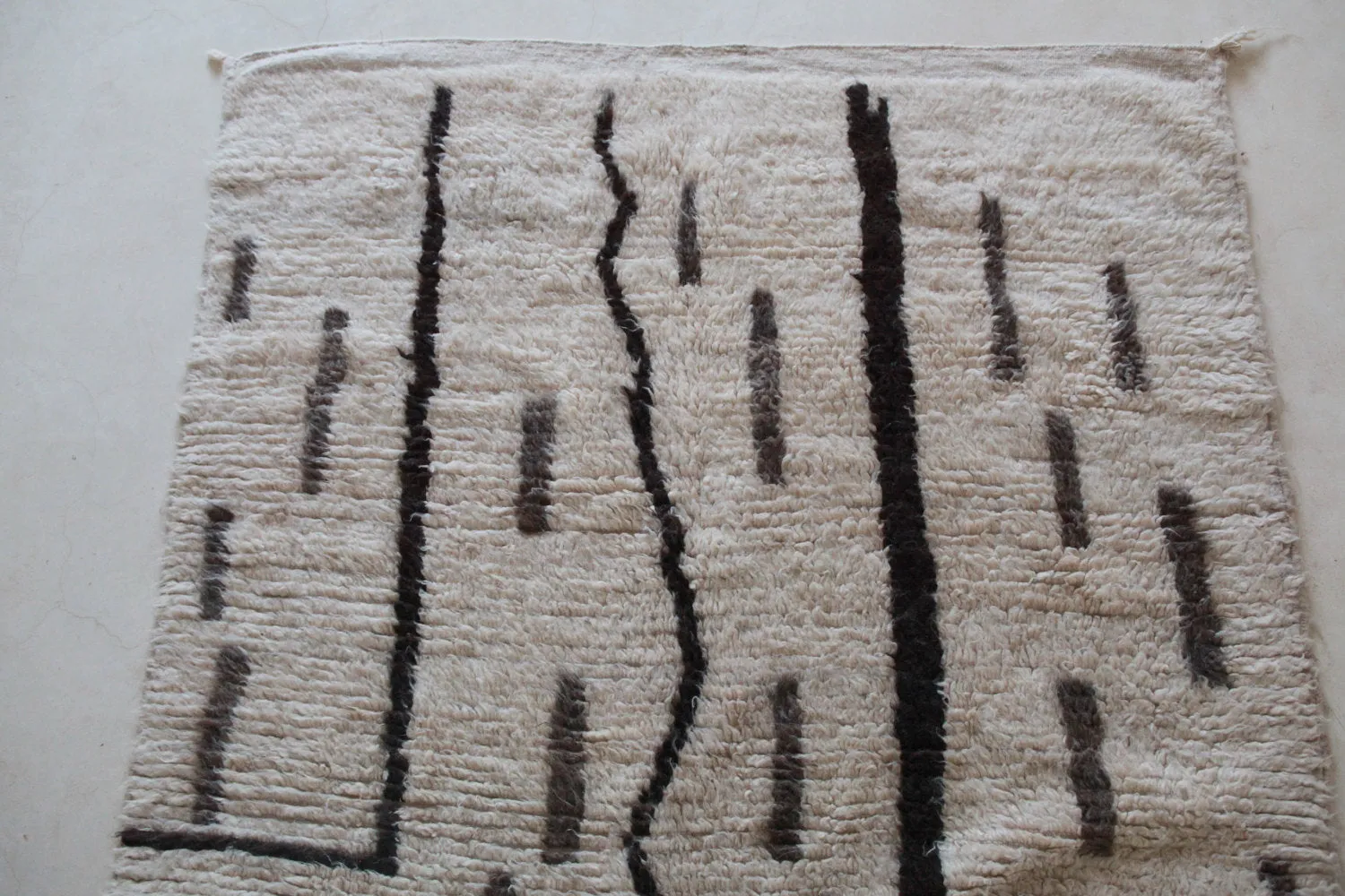 AZILAL. Vintage Moroccan Rug. Wool Boucherouite Carpet. Modern Design.
