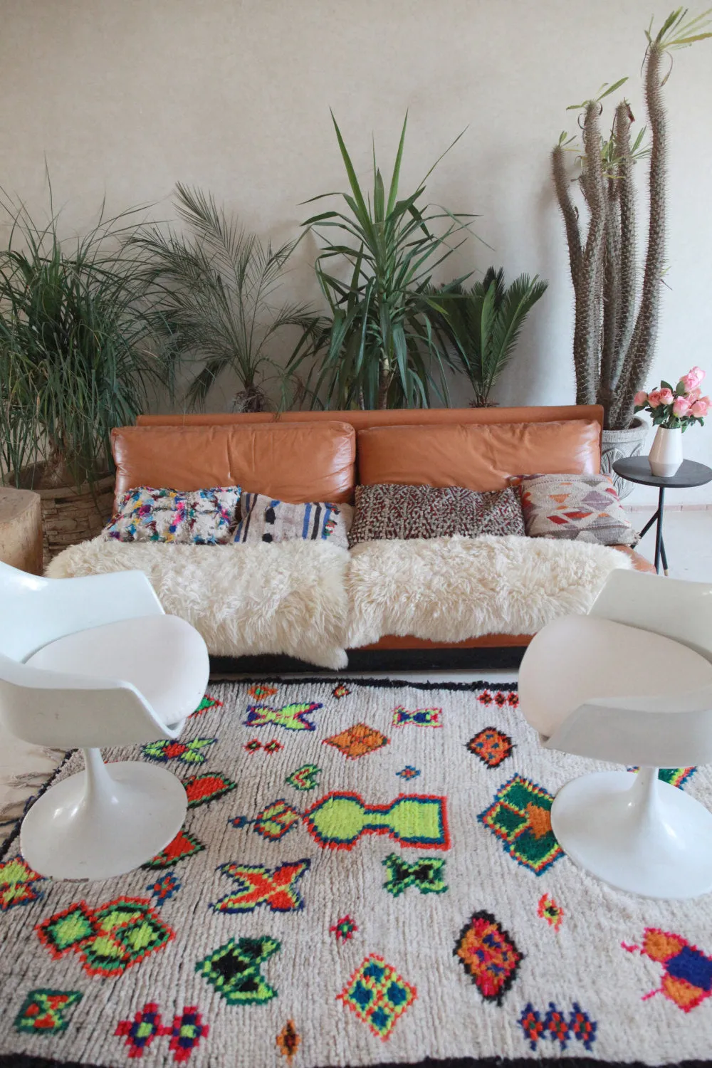 AZILAL. Vintage Moroccan Rug. Wool Boucherouite Carpet. Modern Design.
