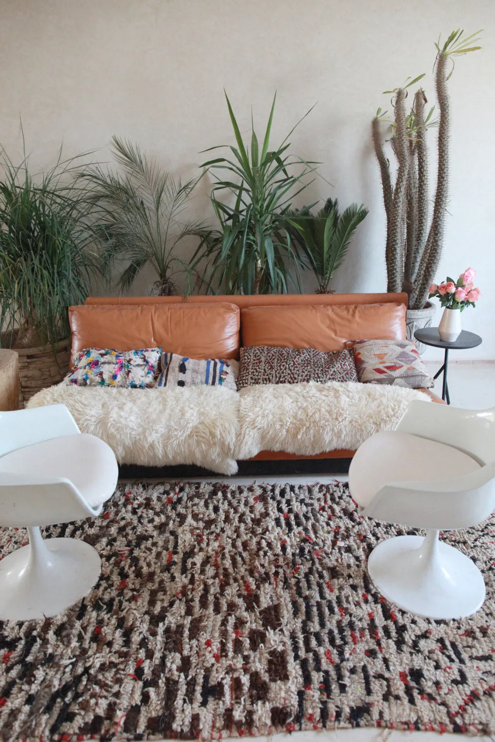 AZILAL. Vintage Moroccan Rug. Wool Boucherouite Carpet. Modern Design.