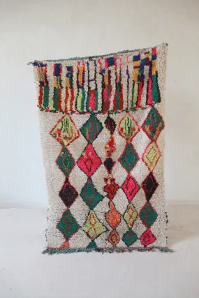 AZILAL. Vintage Moroccan Rug. Wool Boucherouite Carpet. Modern Design.