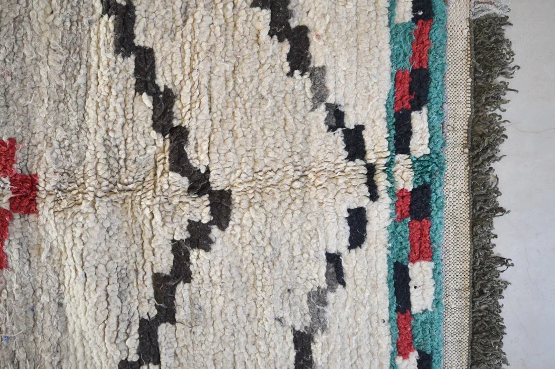 AZILAL. Vintage Moroccan Rug. Wool Boucherouite Carpet. Modern Design.