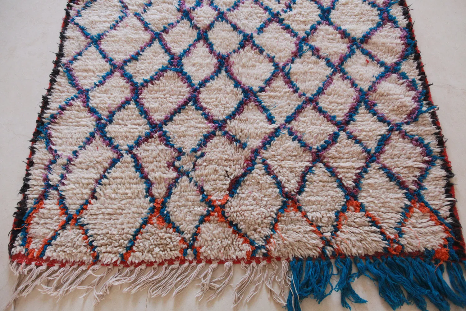 AZILAL. Vintage Moroccan Rug. Wool Boucherouite Carpet. Modern Design.