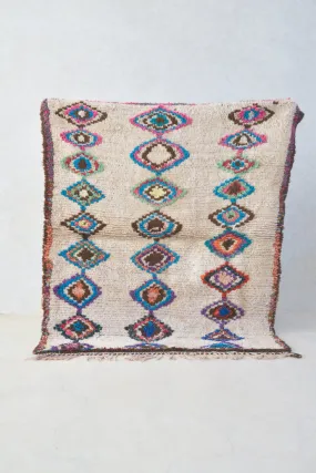 AZILAL. Vintage Moroccan Rug. Wool Boucherouite Carpet. Modern Design.