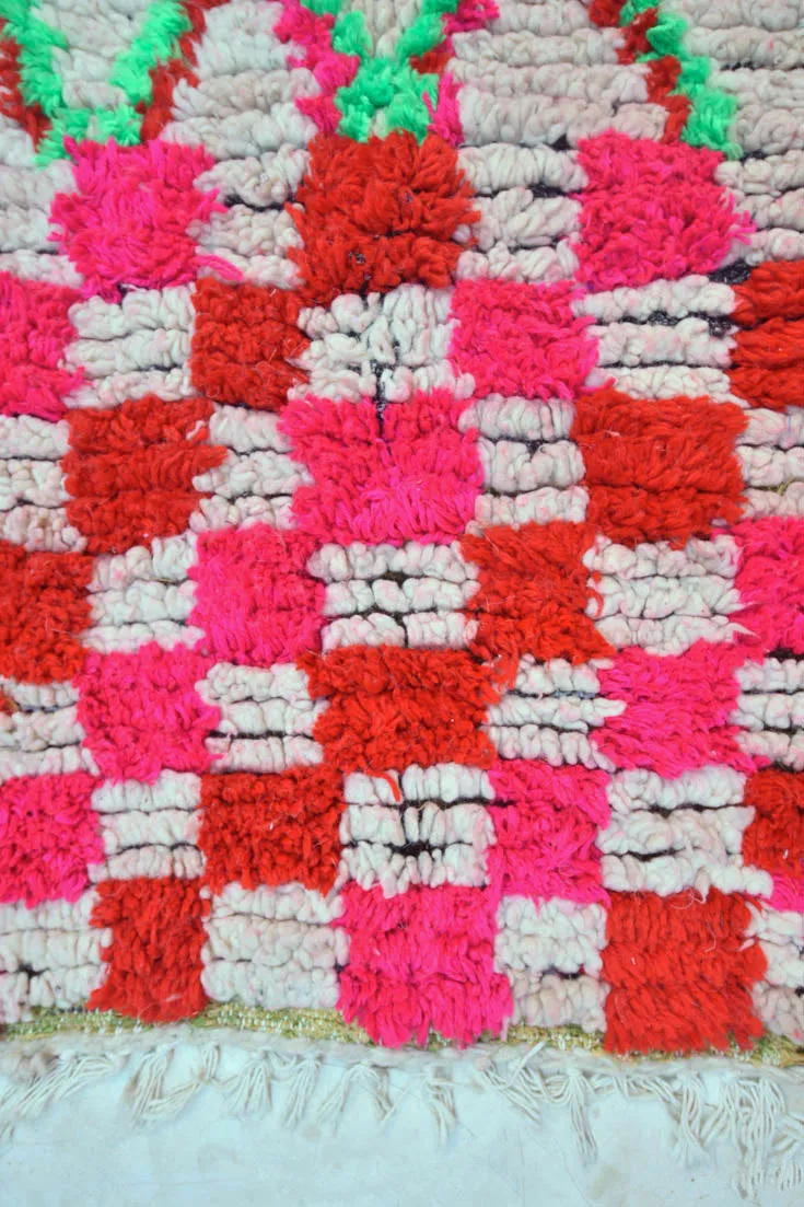 AZILAL. Vintage Moroccan Rug. Wool Boucherouite Carpet. Modern Design.