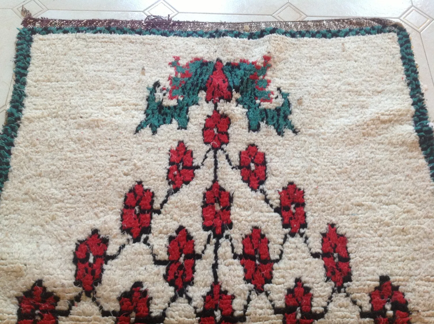 AZILAL. Vintage Moroccan Rug. Wool Boucherouite Carpet. Modern Design.