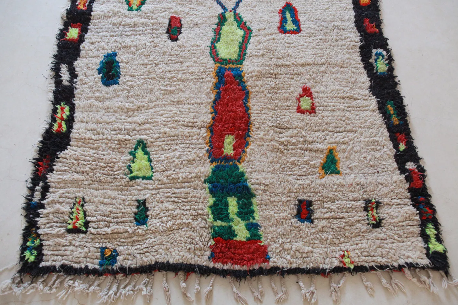AZILAL. Vintage Moroccan Rug. Wool Boucherouite Carpet. Modern Design.