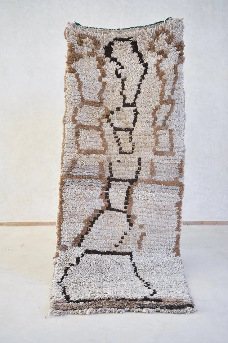 Azilal. Vintage Moroccan Rug. Wool Boucherouite Carpet. Modern Design.