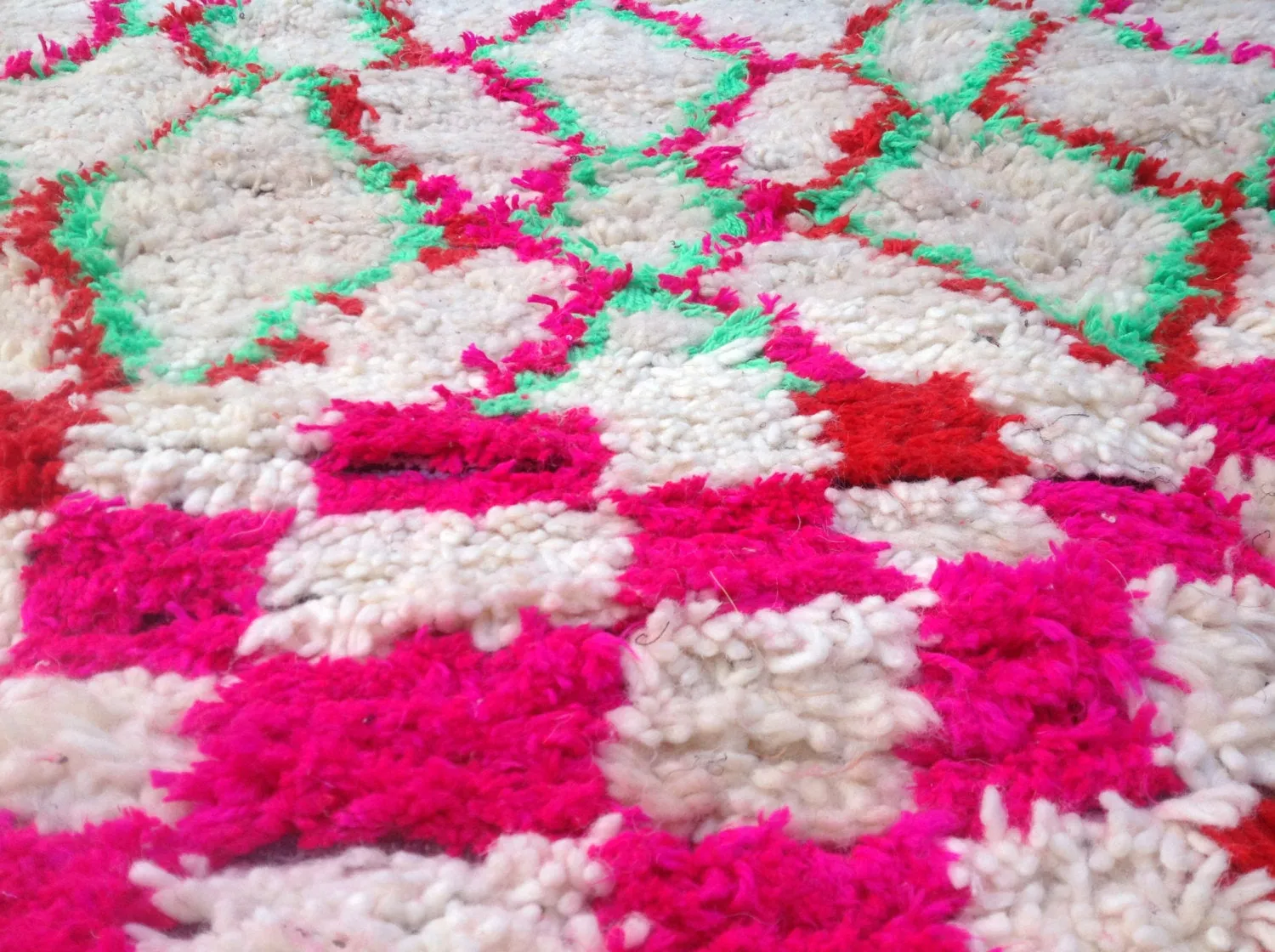 AZILAL. Vintage Moroccan Rug. Wool Boucherouite Carpet. Modern Design.