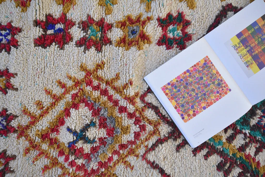 Azilal. Vintage Moroccan Rug. Wool Boucherouite Carpet. Modern Design.