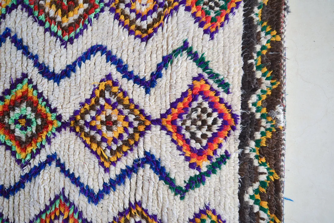 Azilal. Vintage Moroccan Rug. Wool Boucherouite Carpet. Modern Design.
