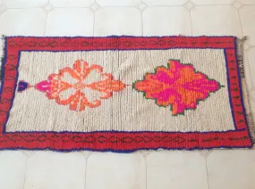 AZILAL. Vintage Moroccan Rug. Wool Boucherouite Carpet. Modern Design.