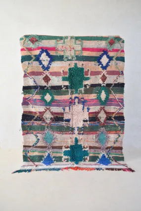AZILAL. Vintage Moroccan Rug. Wool Boucherouite Carpet. Modern Design.
