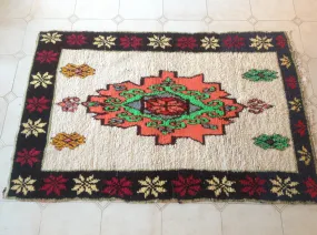 AZILAL. Vintage Moroccan Rug. Wool Boucherouite Carpet. Modern Design.