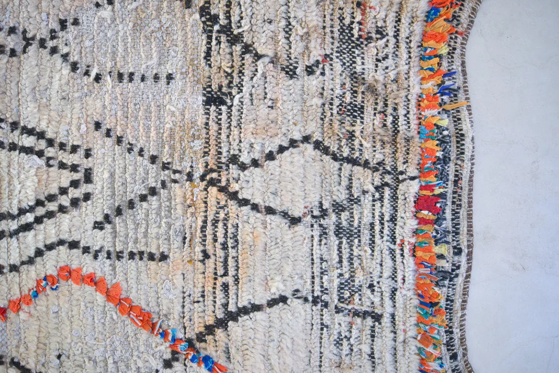 AZILAL. Vintage Moroccan Rug. Wool Boucherouite Carpet. Modern Design.