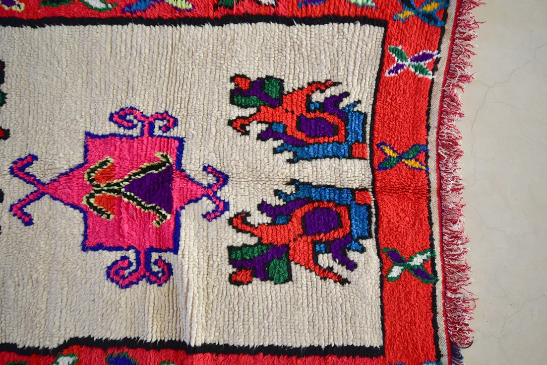AZILAL. Vintage Moroccan Rug. Wool Boucherouite Carpet. Modern Design.
