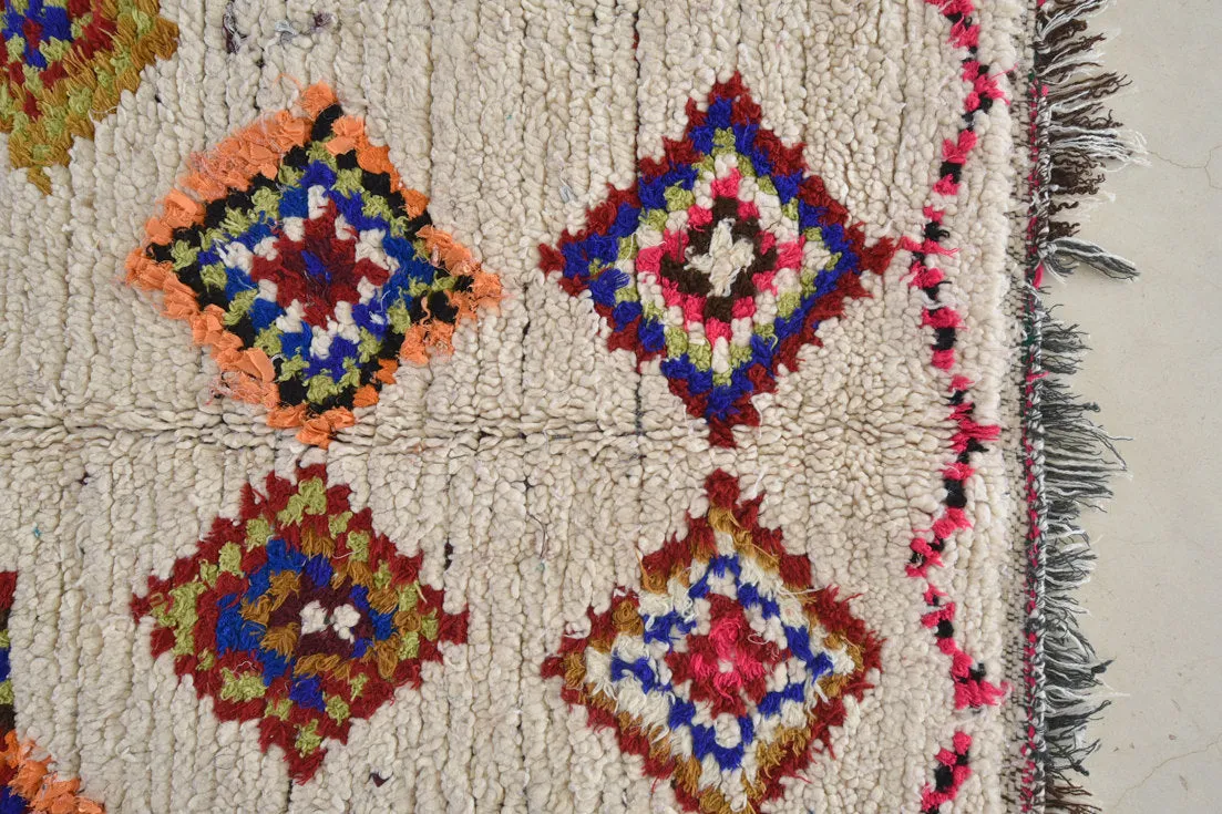 AZILAL. Vintage Moroccan Rug. Wool Boucherouite Carpet. Modern Design.
